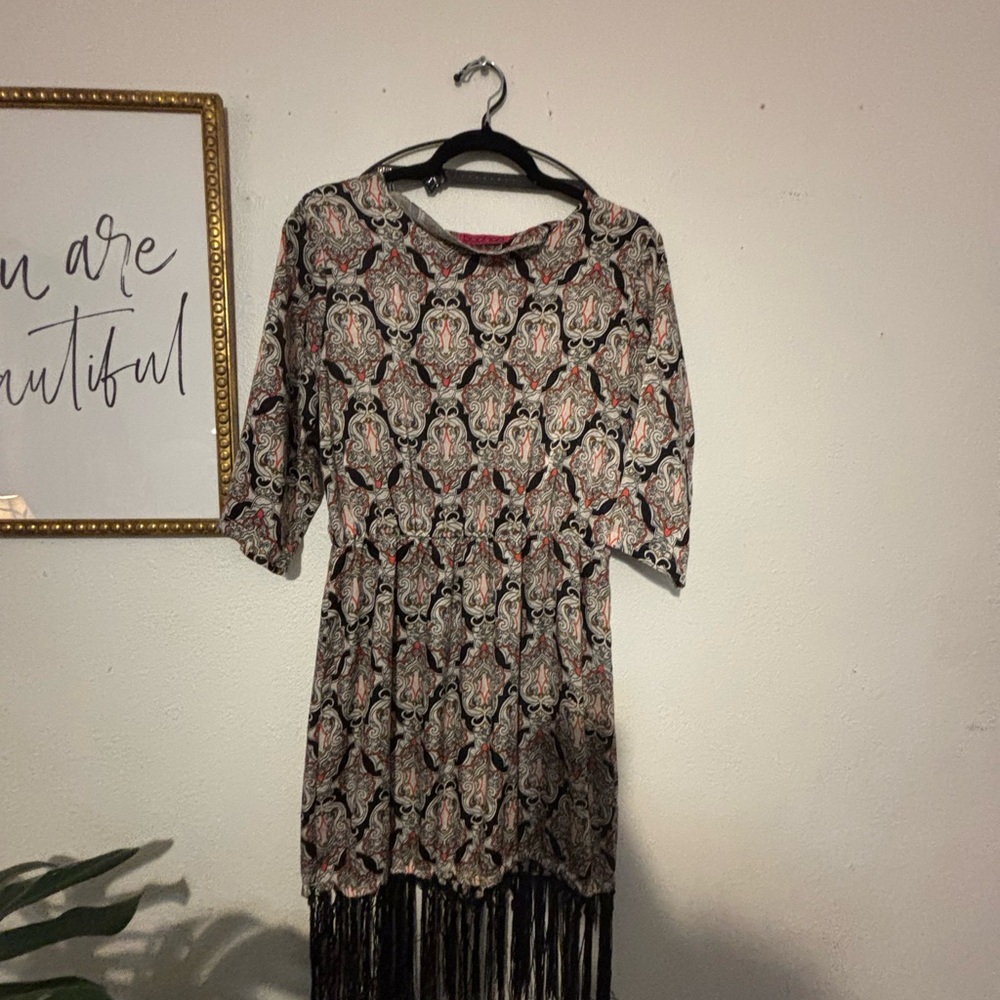 Boohoo Black and Red Patterned Maxi Dress